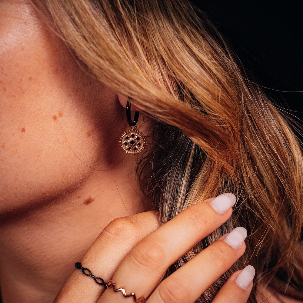 iXXXi Joyería Colgantes de Aro Diamante Negro Medianoche
