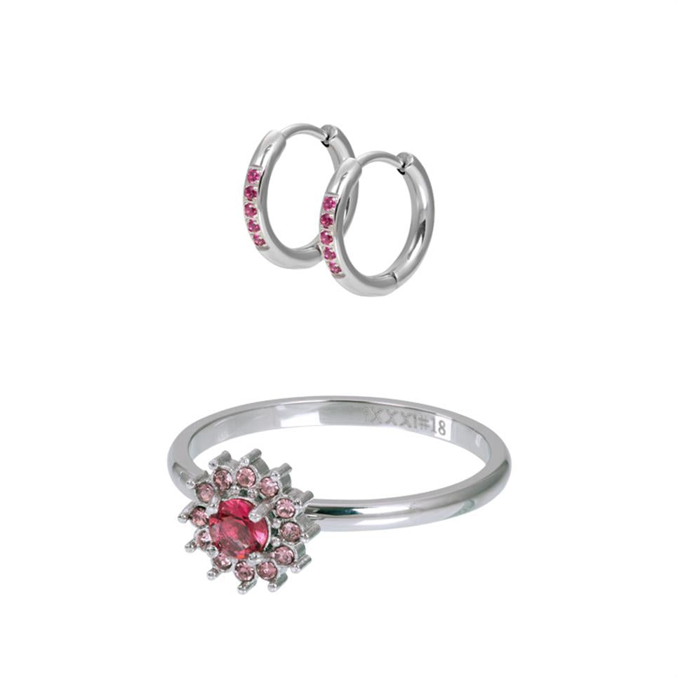 Juego de Anillos iXXXi Fame Lucia Plata/Fucsia