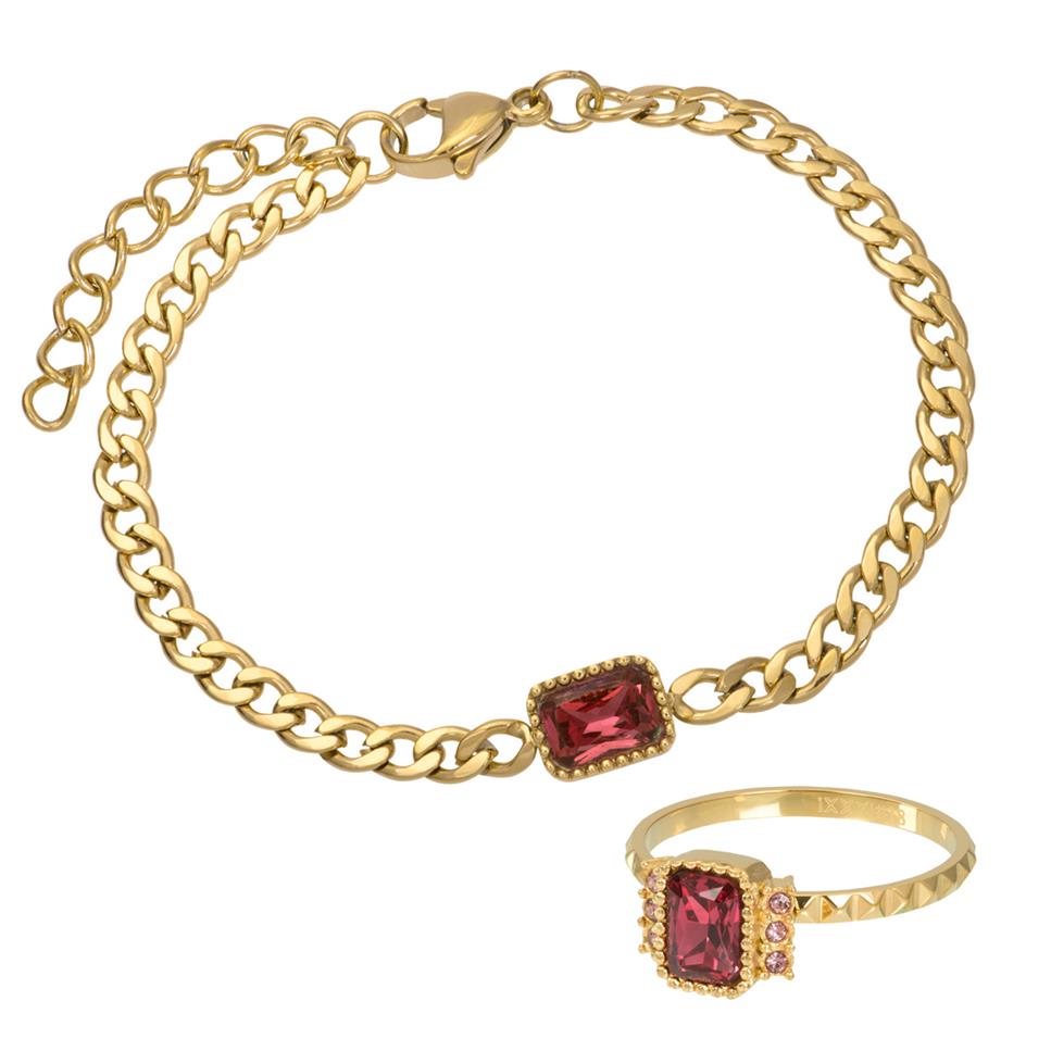 Conjunto de anillos Fame Classic Miracle Dorado/Rosa