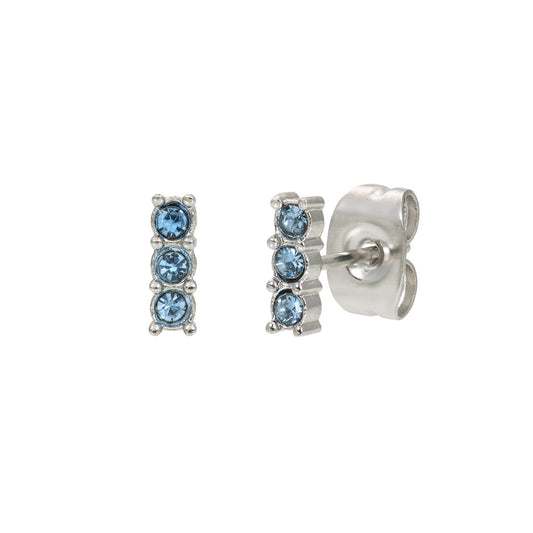 Pendientes iXXXi Triple Piedra Azul Plata